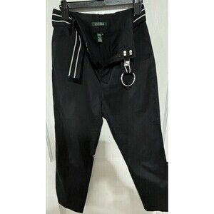 LRL Lauren Ralph Lauren Women's Dress Belted Pants Straight Pants ‎ Black 6